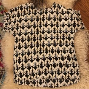 H&M greyhound print black and white blouse